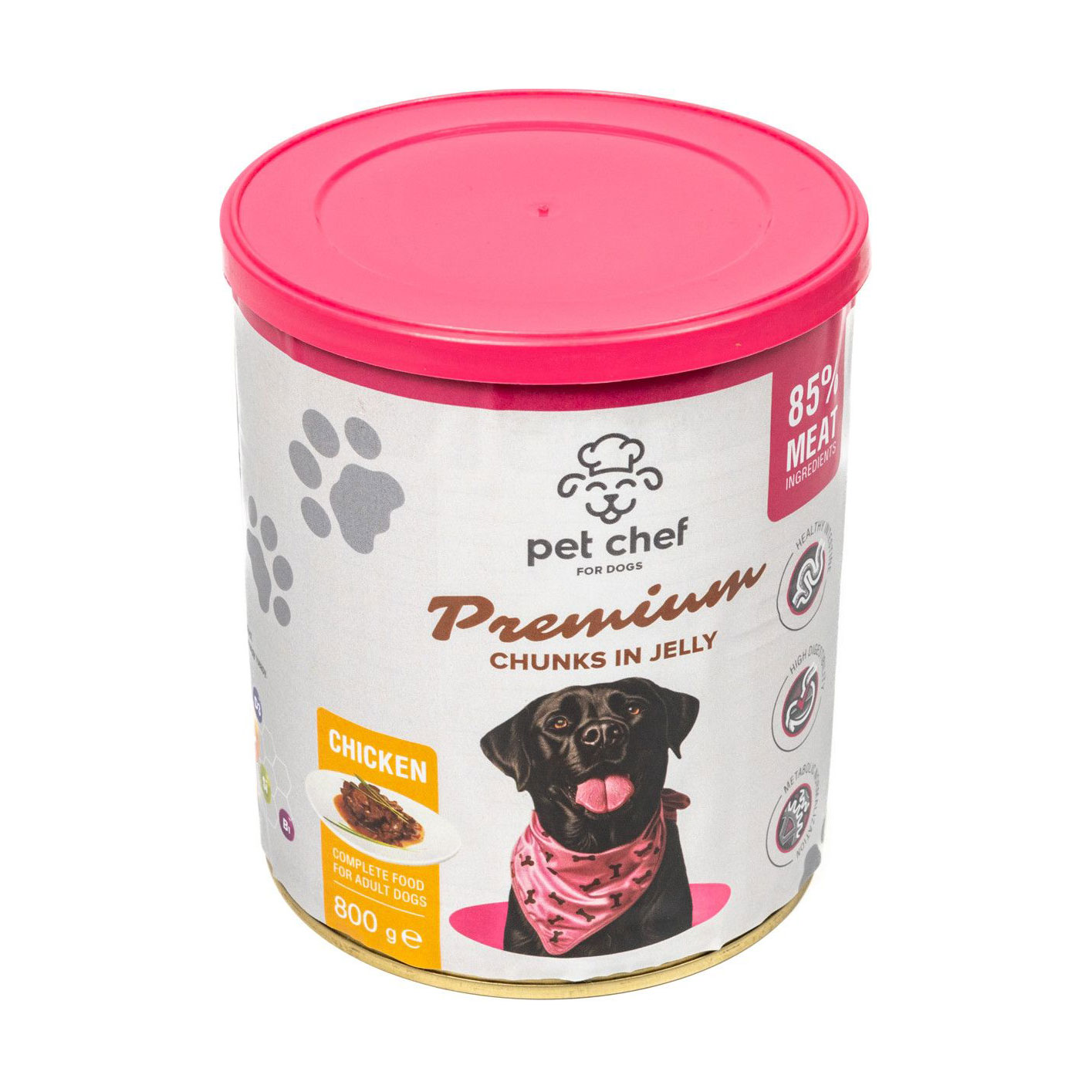Вологий корм для собак Pet Chef Premium Chunks In Jelly з куркою, 800 г